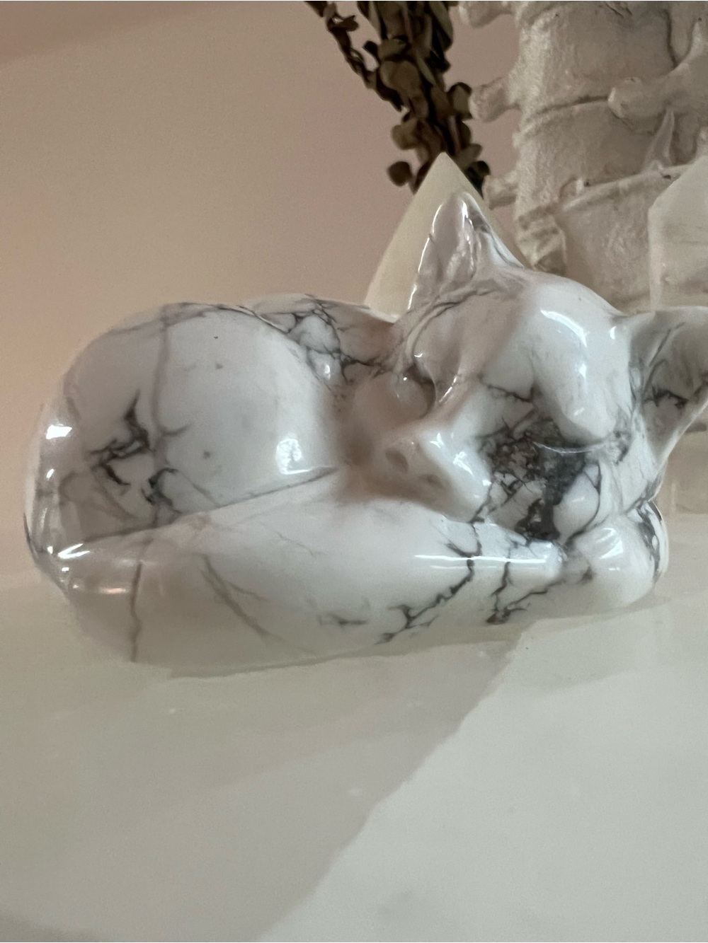 Howlite Sleeping Cat